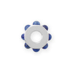 Rhodium Plated Lapis Wheel Bead Charm