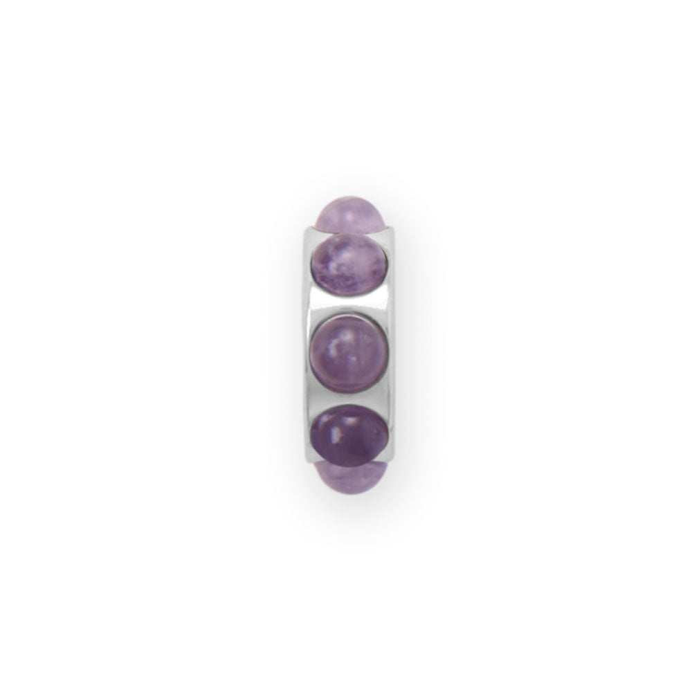 Rhodium Plated Amethyst Wheel Bead Charm