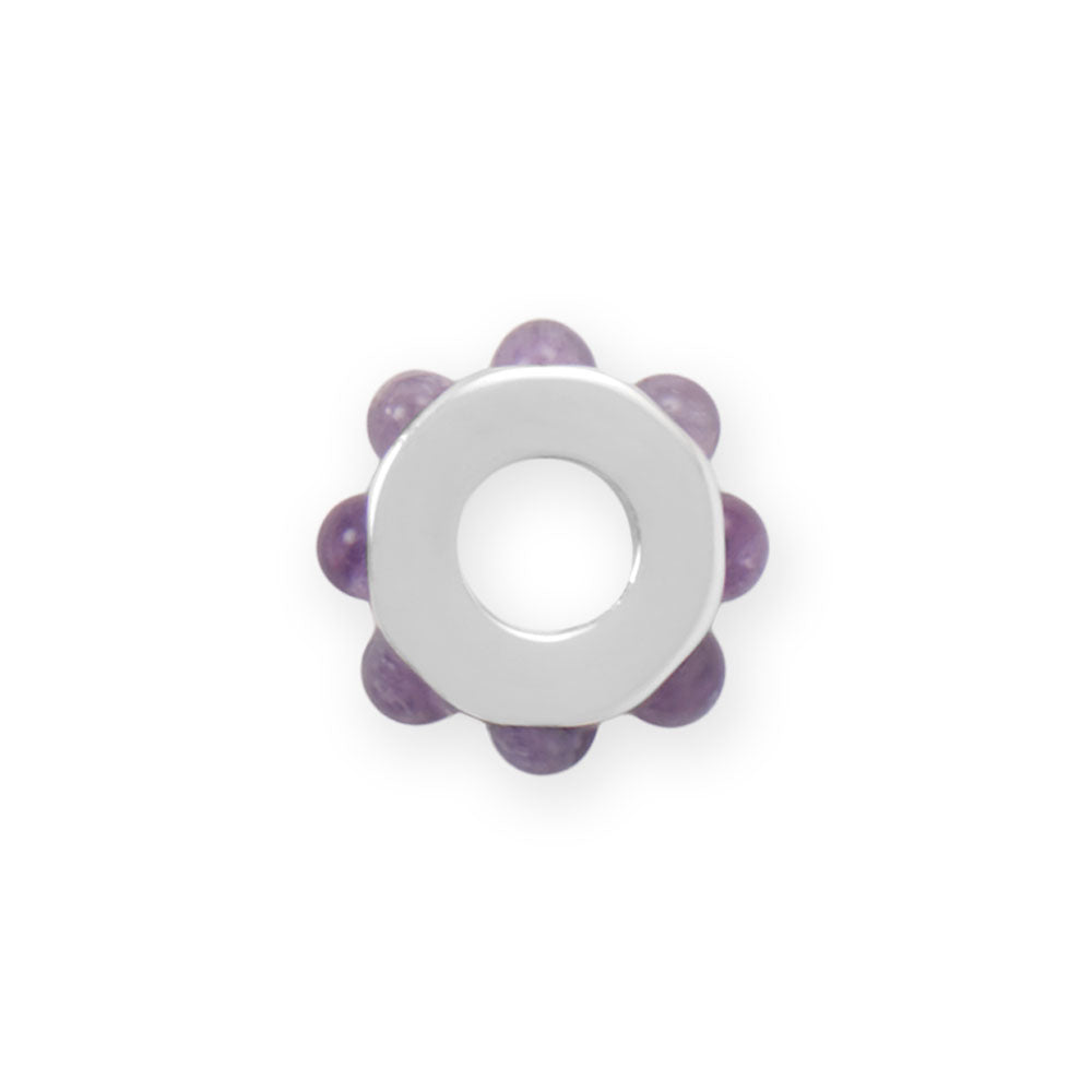 Rhodium Plated Amethyst Wheel Bead Charm