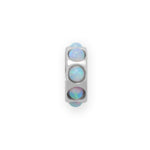 Rhodium Plated Synthetic Opal Wheel Bead Charm