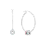 Rhodium Plated Pink Enamel Inlay Dotted Wheel Bead Charm