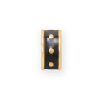 14 Karat Gold Plated Black Enamel Inlay Dotted Wheel Bead Charm