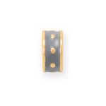 14 Karat Gold Plated Grey Enamel Inlay Dotted Wheel Bead Charm