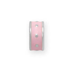 Rhodium Plated Pink Enamel Inlay Dotted Wheel Bead Charm