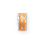 Rhodium Plated Orange Enamel Inlay Dotted Wheel Bead Charm