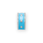 Rhodium Plated Blue Enamel Inlay Dotted Wheel Bead Charm