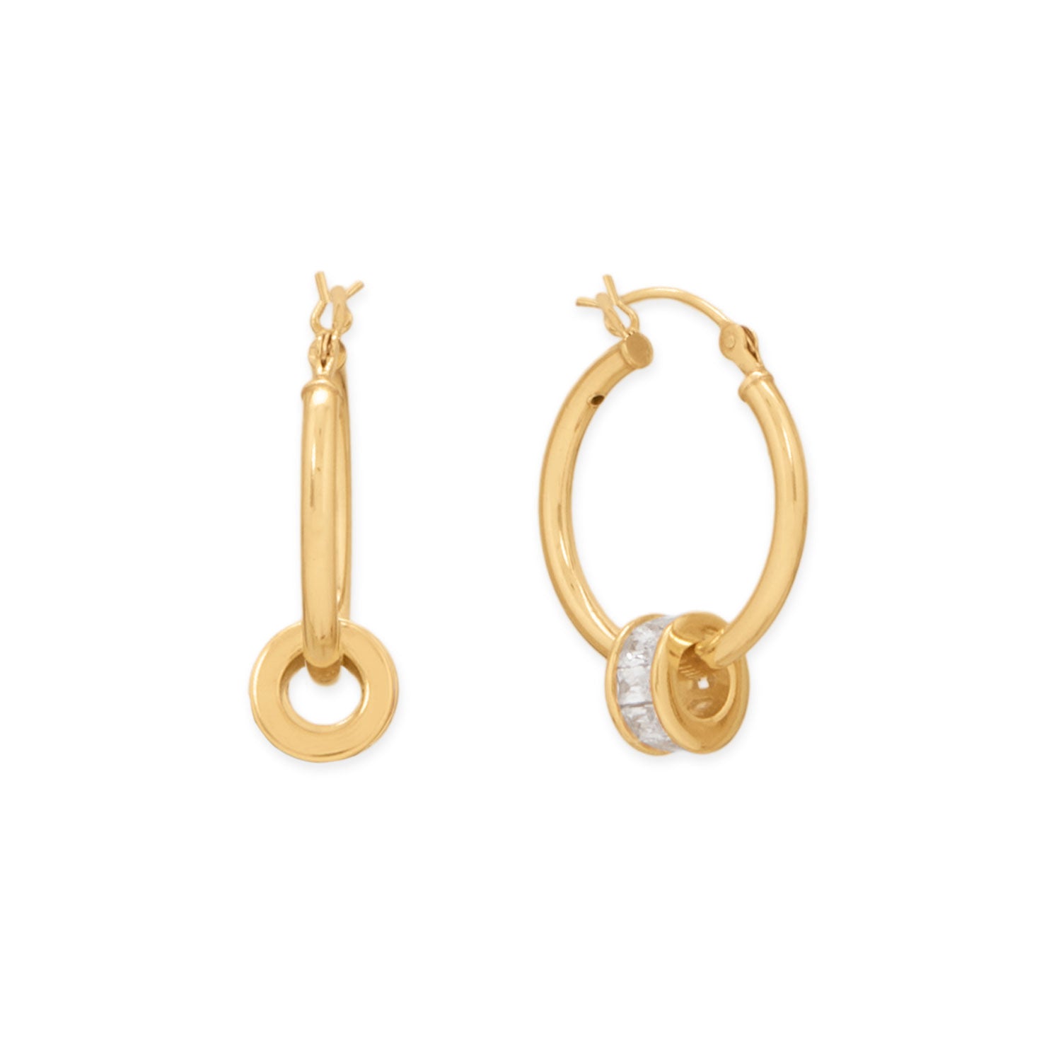 14 Karat Gold Plated CZ Birthstone Wheel Bead Charms (January-December)