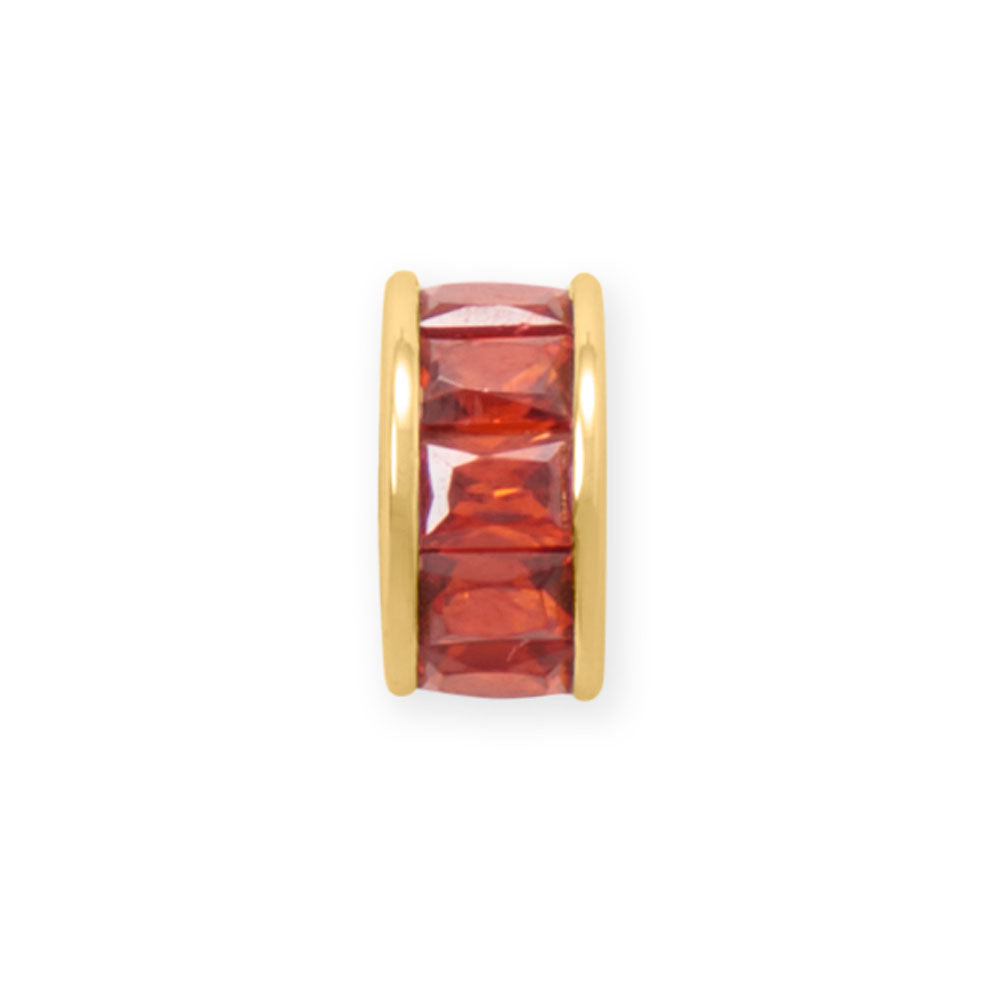 14 Karat Gold Plated CZ Birthstone Wheel Bead Charms (January-December)