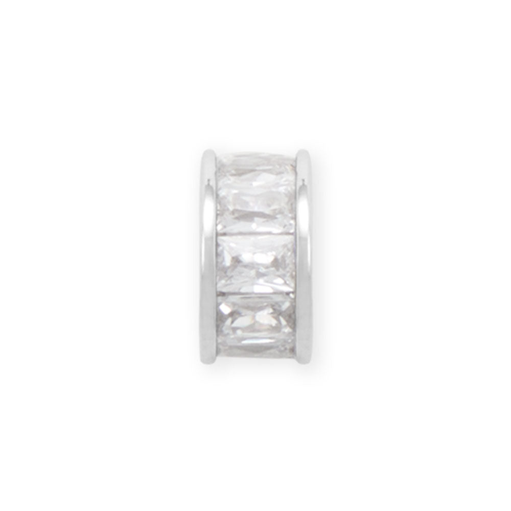 Rhodium Plated CZ Birthstone Wheel Bead Charms (January-December)