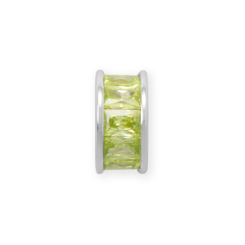 Rhodium Plated CZ Birthstone Wheel Bead Charms (January-December)