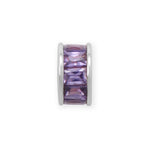 Rhodium Plated CZ Birthstone Wheel Bead Charms (January-December)