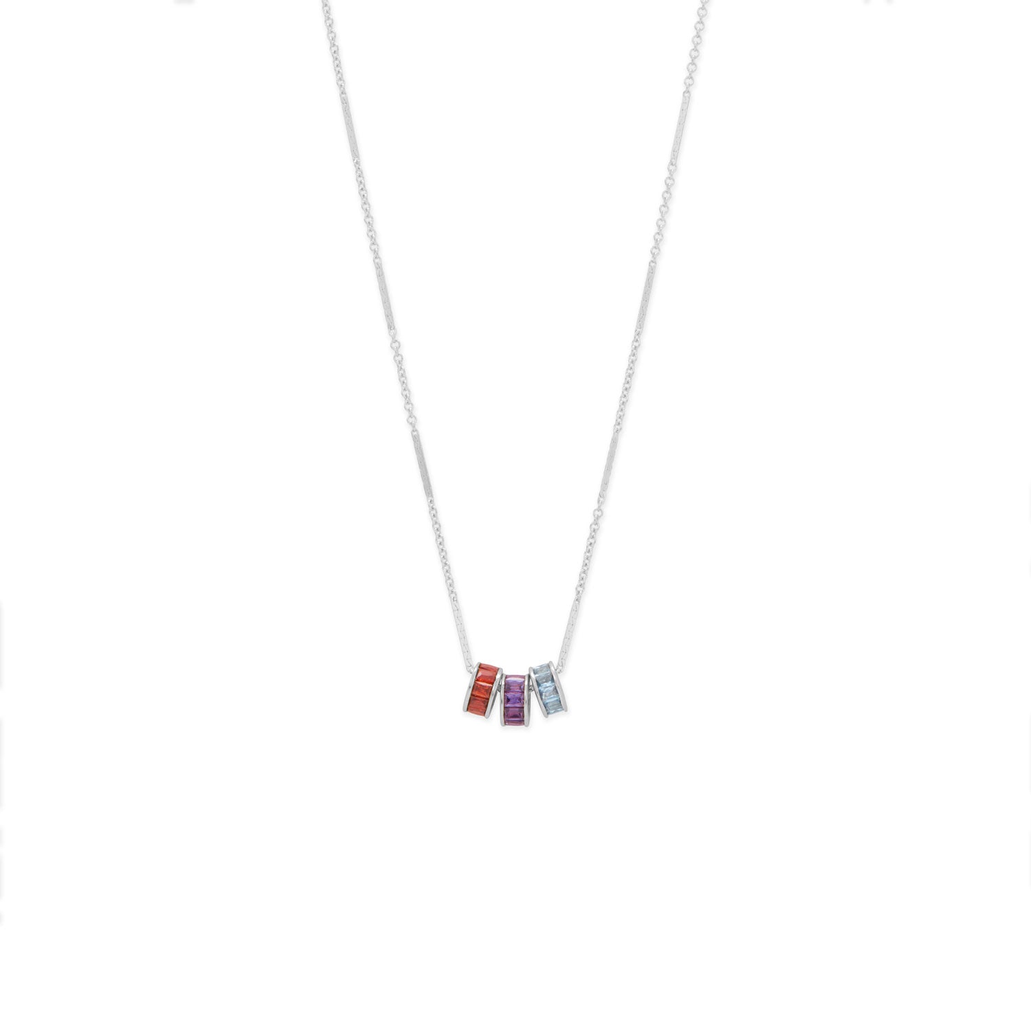 Rhodium Plated CZ Birthstone Wheel Bead Charms (January-December)