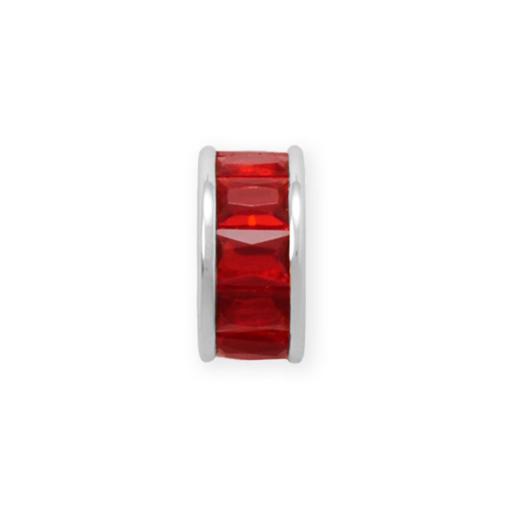 Rhodium Plated CZ Birthstone Wheel Bead Charms (January-December)