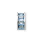 Rhodium Plated CZ Birthstone Wheel Bead Charms (January-December)