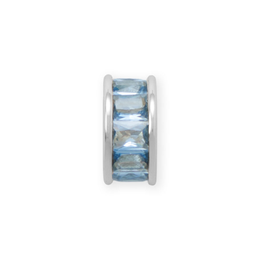 Rhodium Plated CZ Birthstone Wheel Bead Charms (January-December)