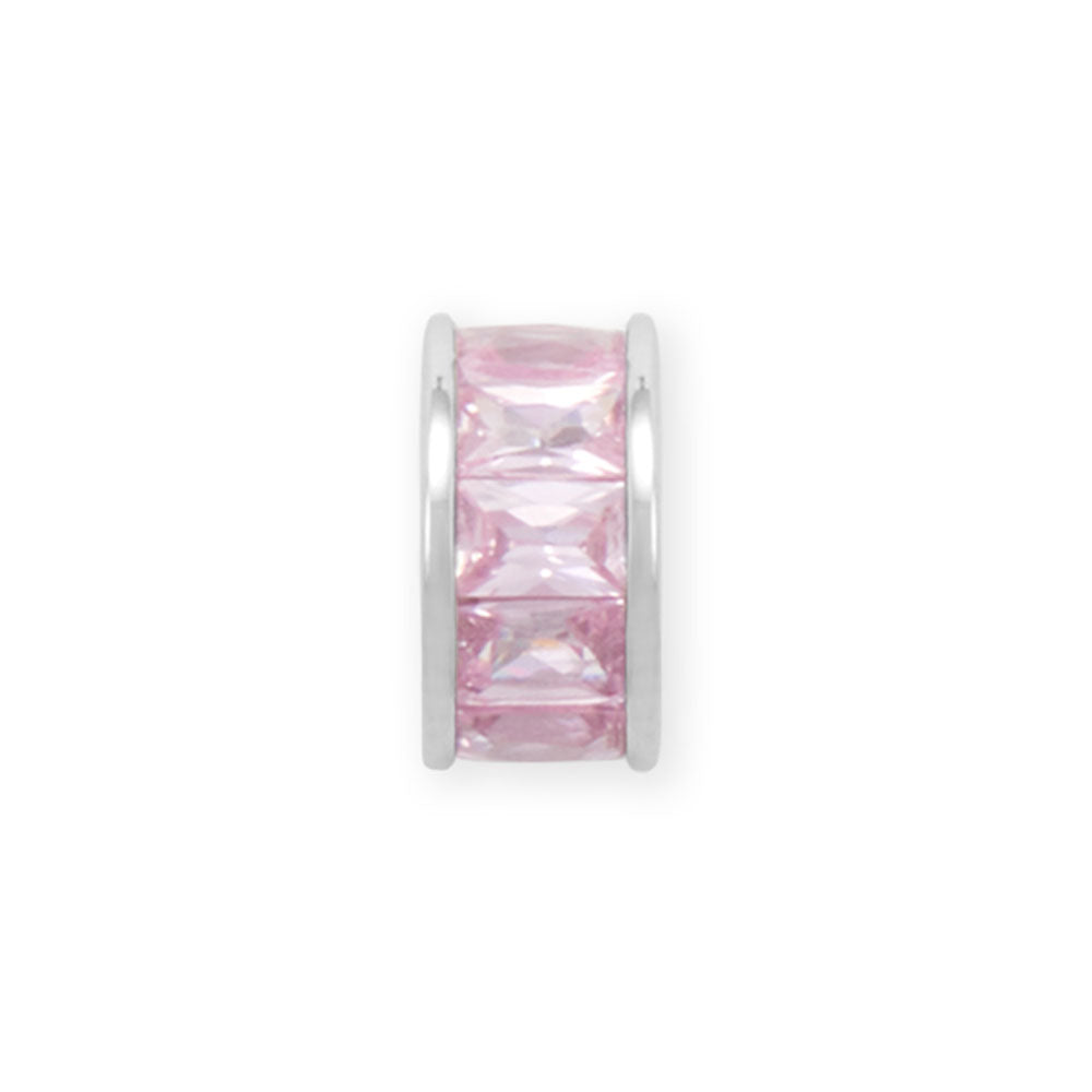 Rhodium Plated CZ Birthstone Wheel Bead Charms (January-December)