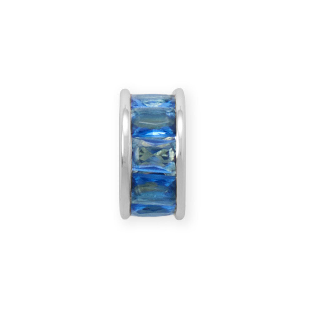 Rhodium Plated CZ Birthstone Wheel Bead Charms (January-December)
