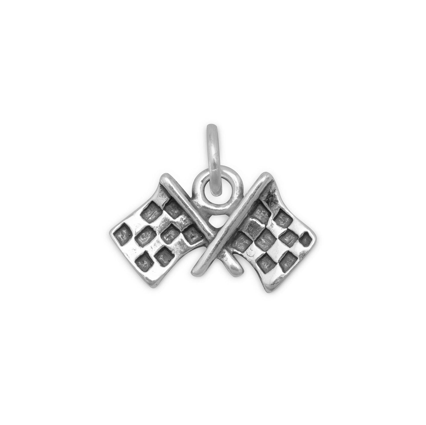 Oxidized Checkered Flags Charm