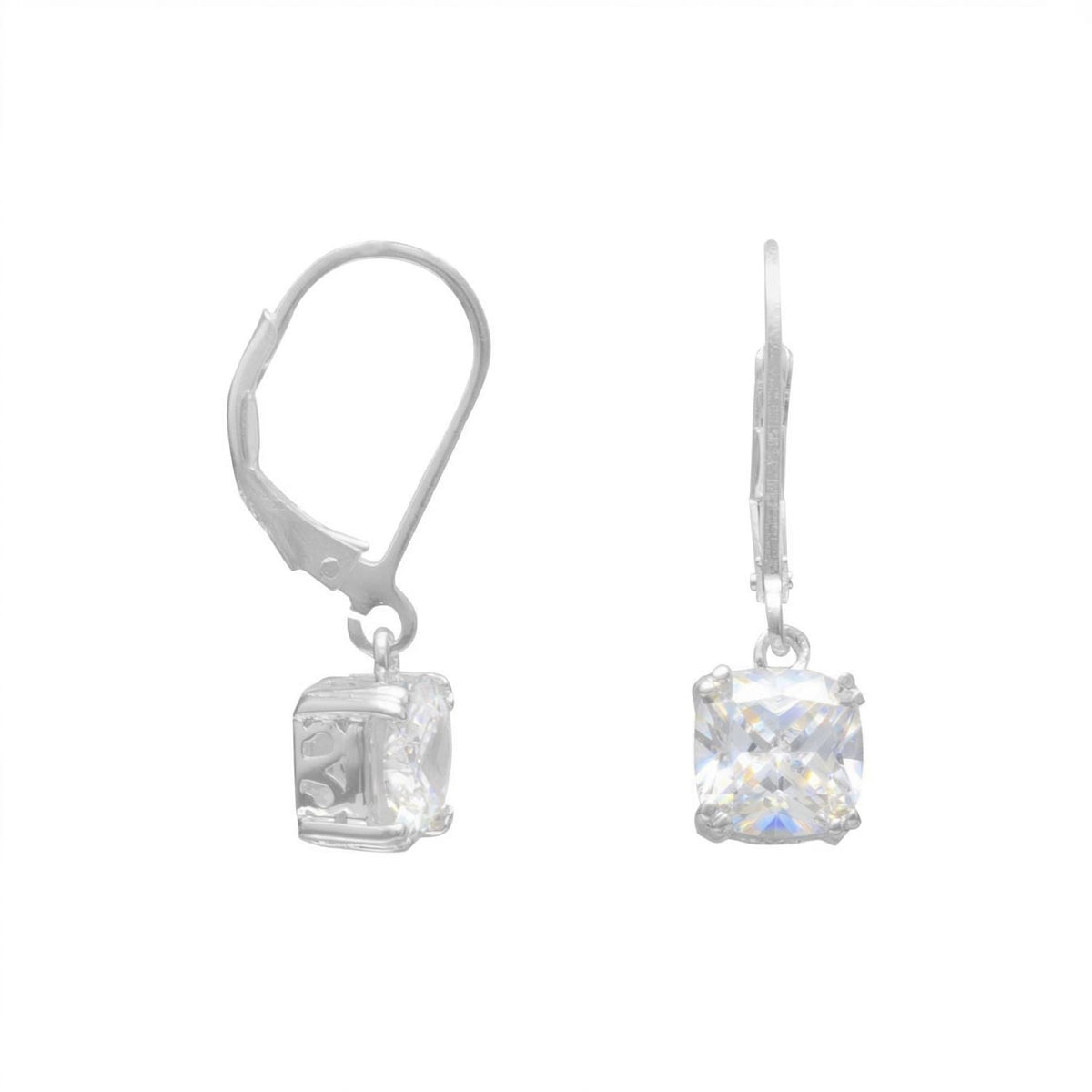 Cushion Cut CZ Lever Back Earrings