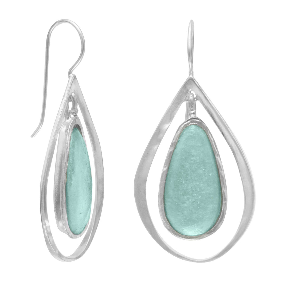 Ancient Roman Glass and Cutout Design Earrings on French Wire