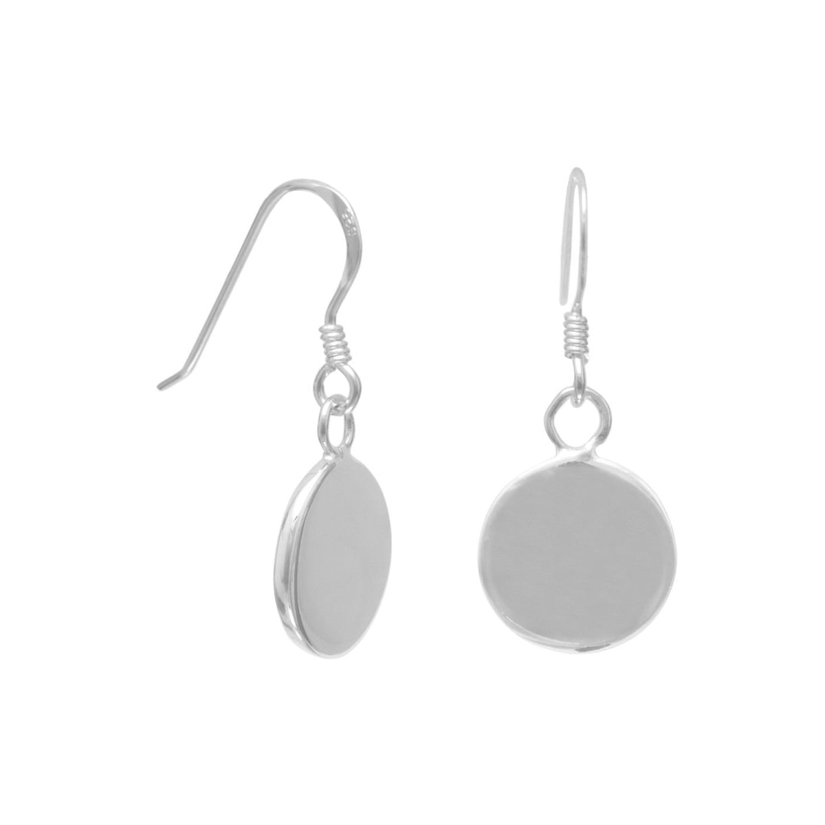 14mm Round Engravable French Wire Earrings