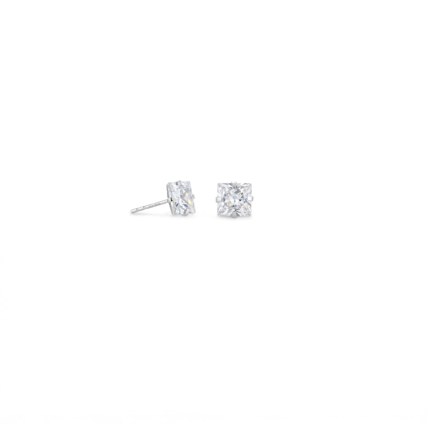 4mm CZ Square Earrings