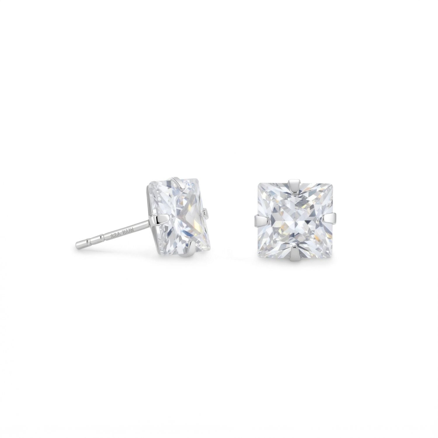 7mm CZ Square Earrings