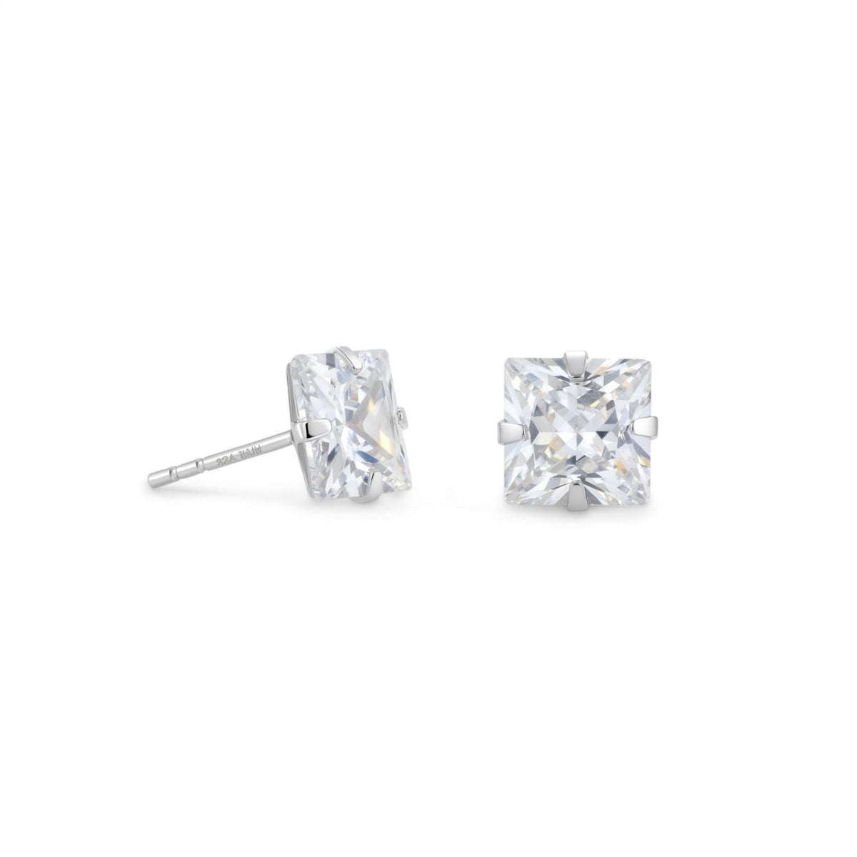 7mm CZ Square Earrings