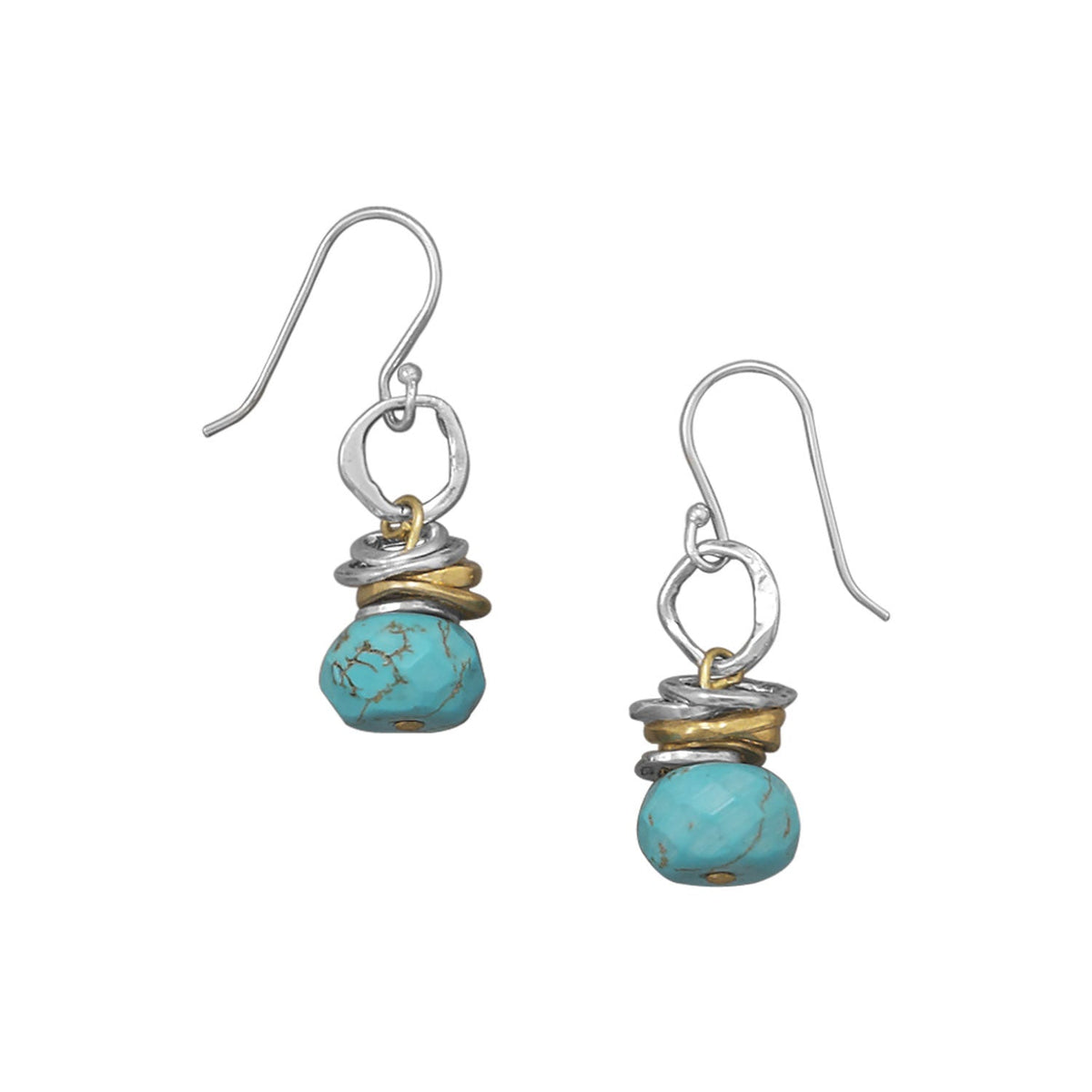 Two Tone Turquoise Drop Earrings