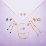 14 Karat Gold Plated Lariat Style Earrings with Chalcedony Drop