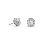 Rhodium Plated Elegant 6.5mm CZ Halo Studs