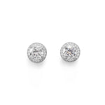 Rhodium Plated Elegant 6.5mm CZ Halo Studs