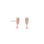 14 Karat Rose Gold Plated CZ Champagne Glass Stud Earrings