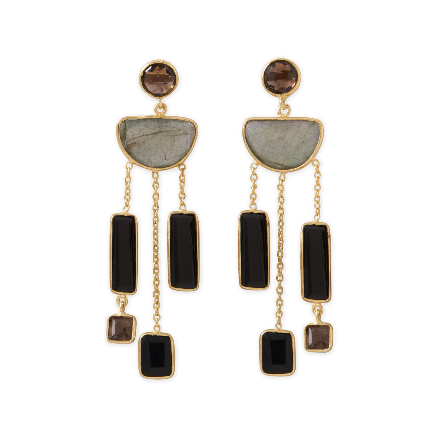 14 Karat Gold Plated Multi Stone Post Earrings