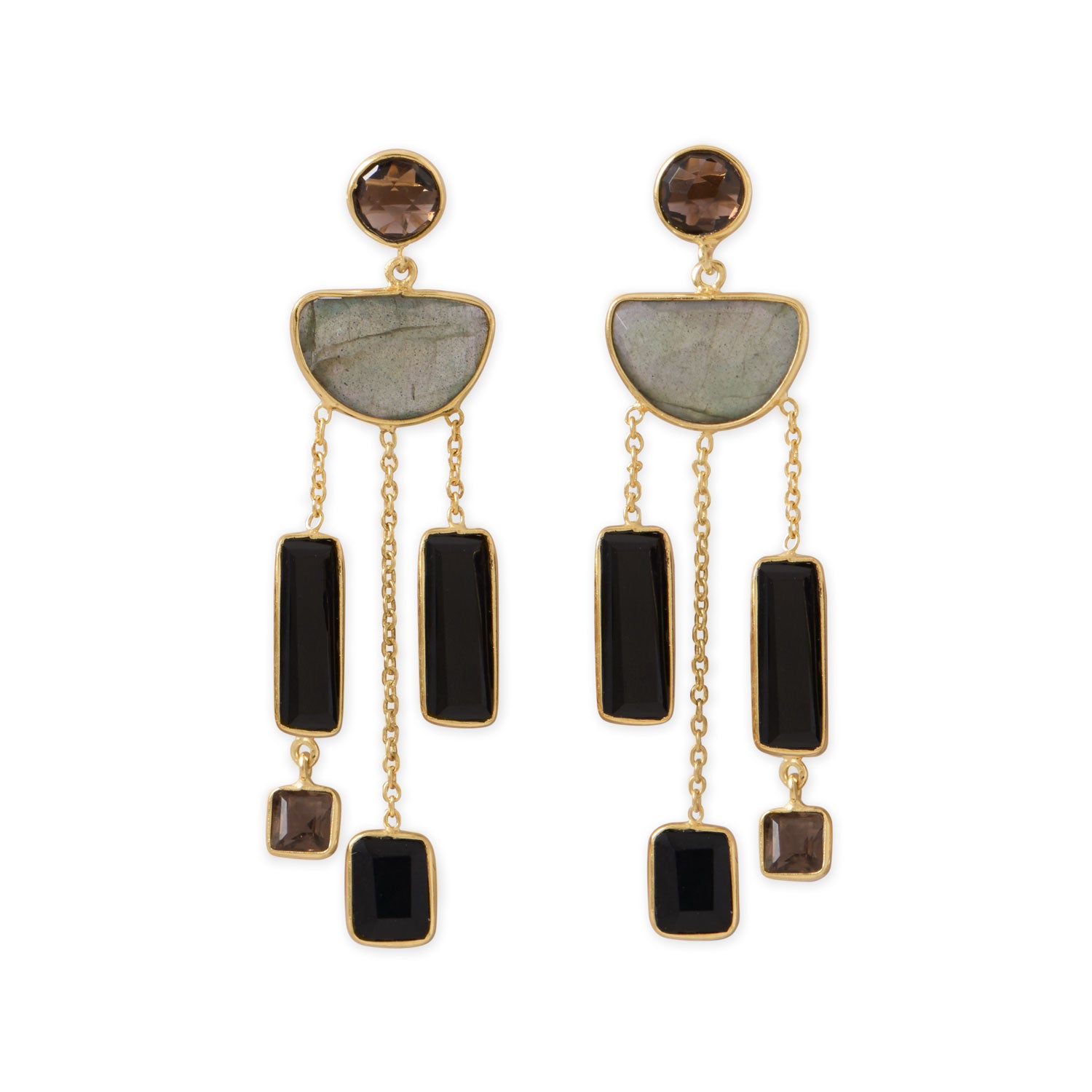 14 Karat Gold Plated Multi Stone Post Earrings