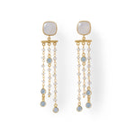 14 Karat Gold Plated Rainbow Moonstone Post Earrings