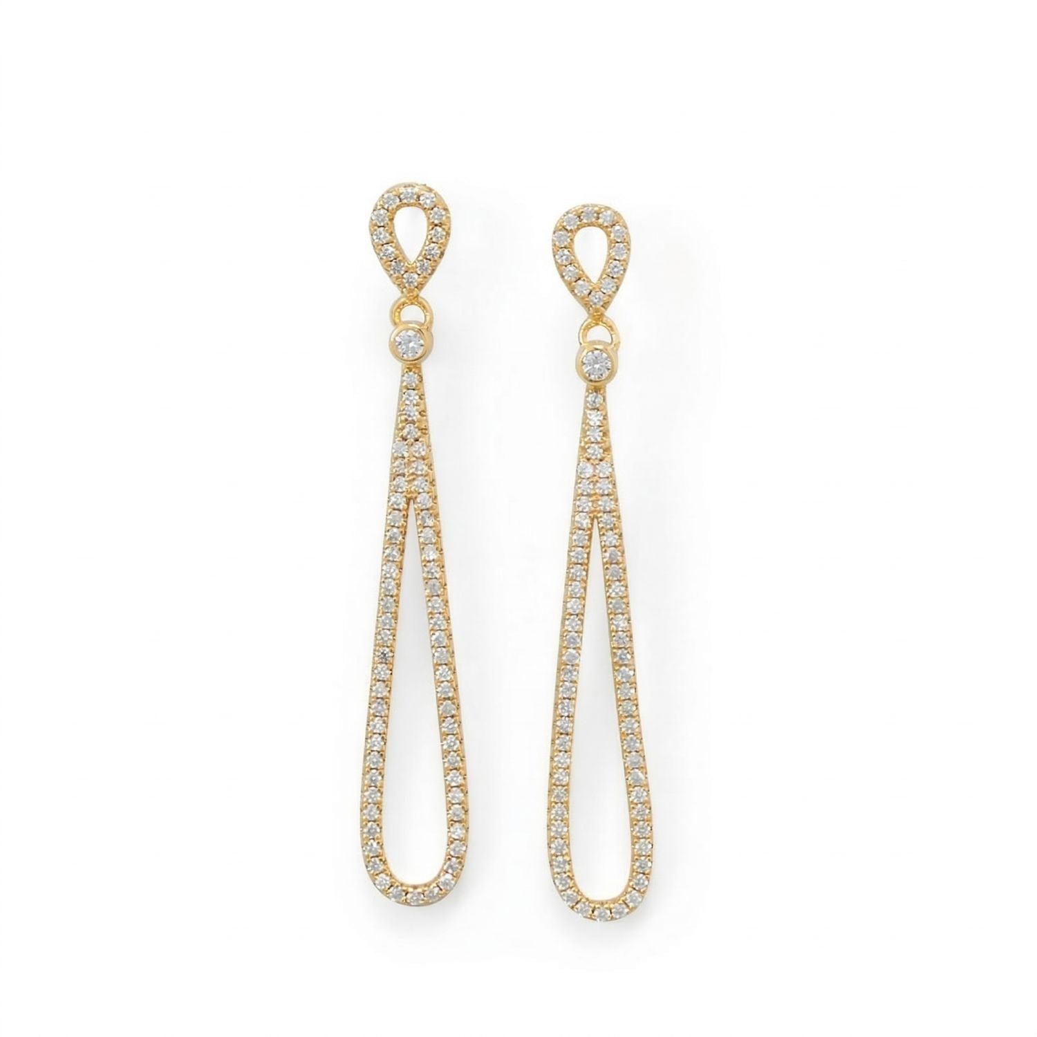 14 Karat Gold Plated CZ Pear Drop Earrings
