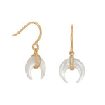 Mother of Pearl and CZ Crescent Gold Plate Earrings