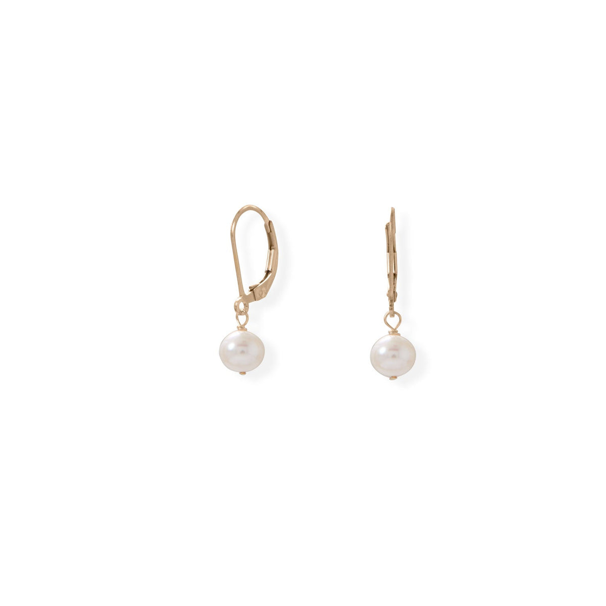 Gold-Filled Cultured Freshwater Pearl Lever Earrings