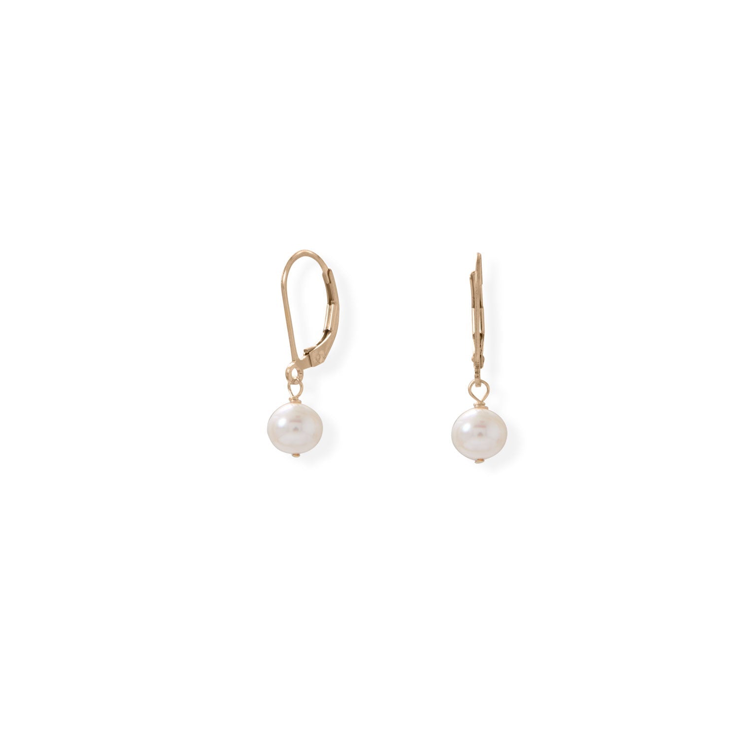 Gold-Filled Cultured Freshwater Pearl Lever Earrings