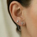 Round CZ Double Post Earrings