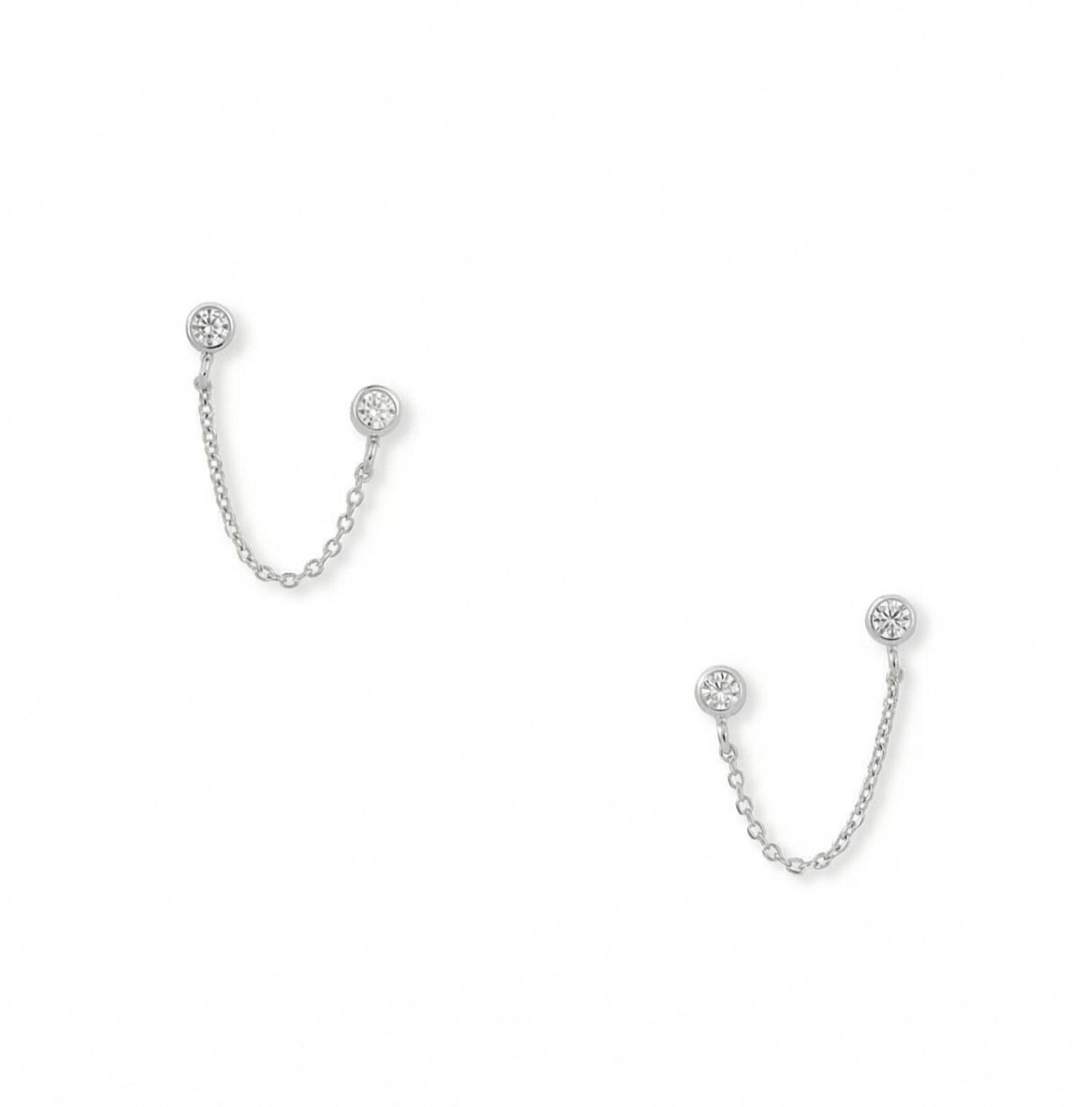 Round CZ Double Post Earrings