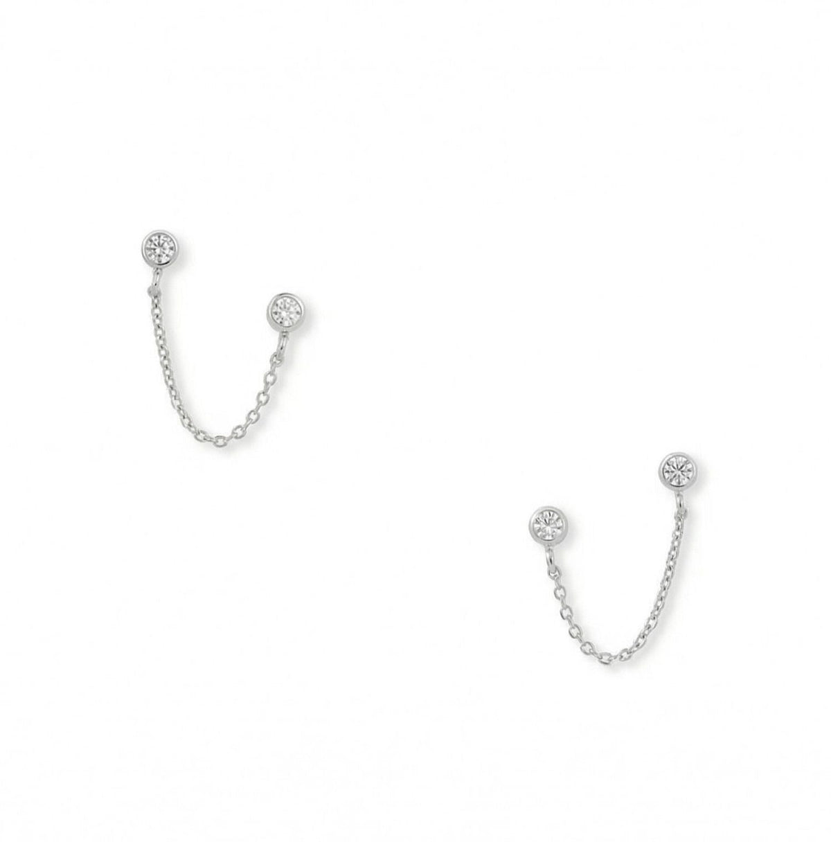 Round CZ Double Post Earrings
