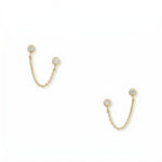 14 Karat Gold Plated Round CZ Double Post Earrings