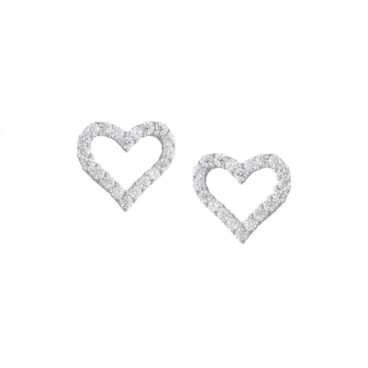 CZ Heart Outline Earrings