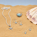 Rhodium Plated Larimar Sea Turtle Ring