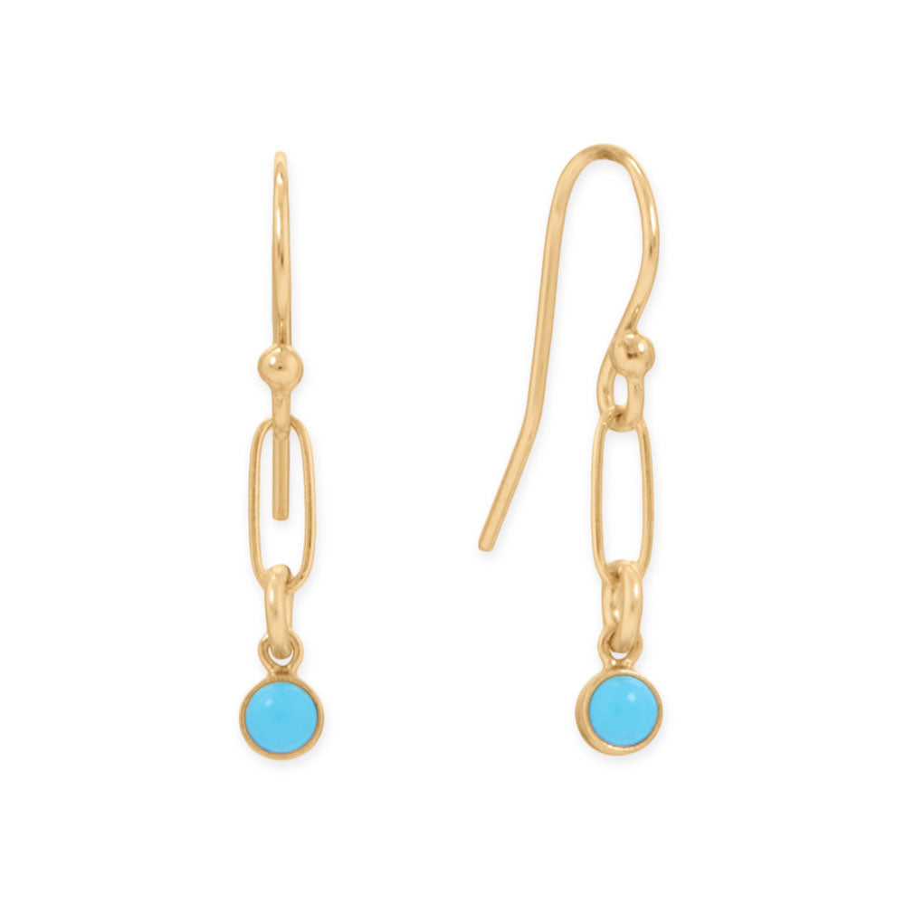 14/20 Gold Filled Imitation Turquoise Link Drop Earrings