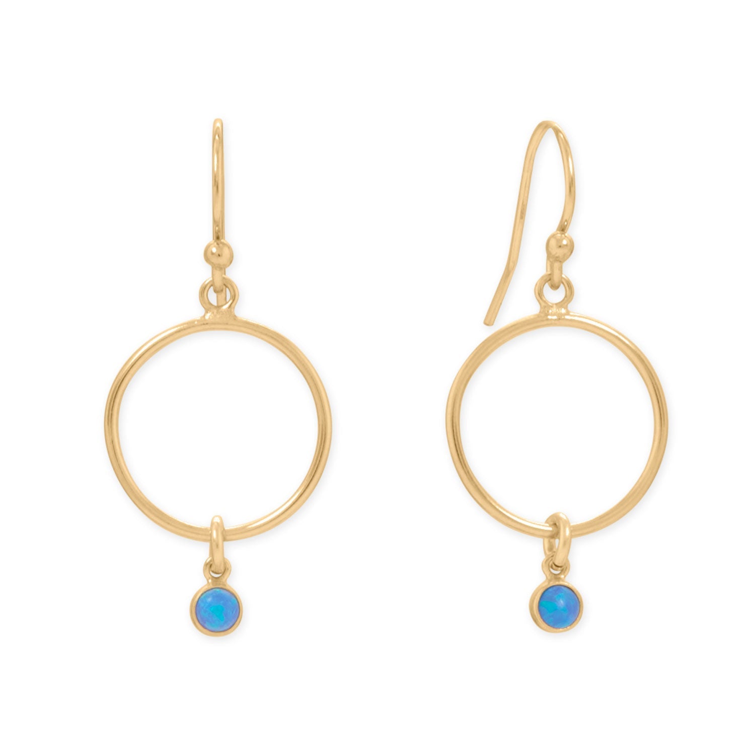 14/20 Gold Filled Circle and Blue Opal Earrings