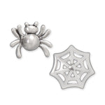Oxidized Spider and Web Stud Earrings