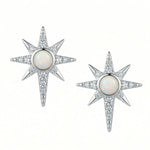 Polished Synthetic Opal and CZ Northern Star Stud Earrings